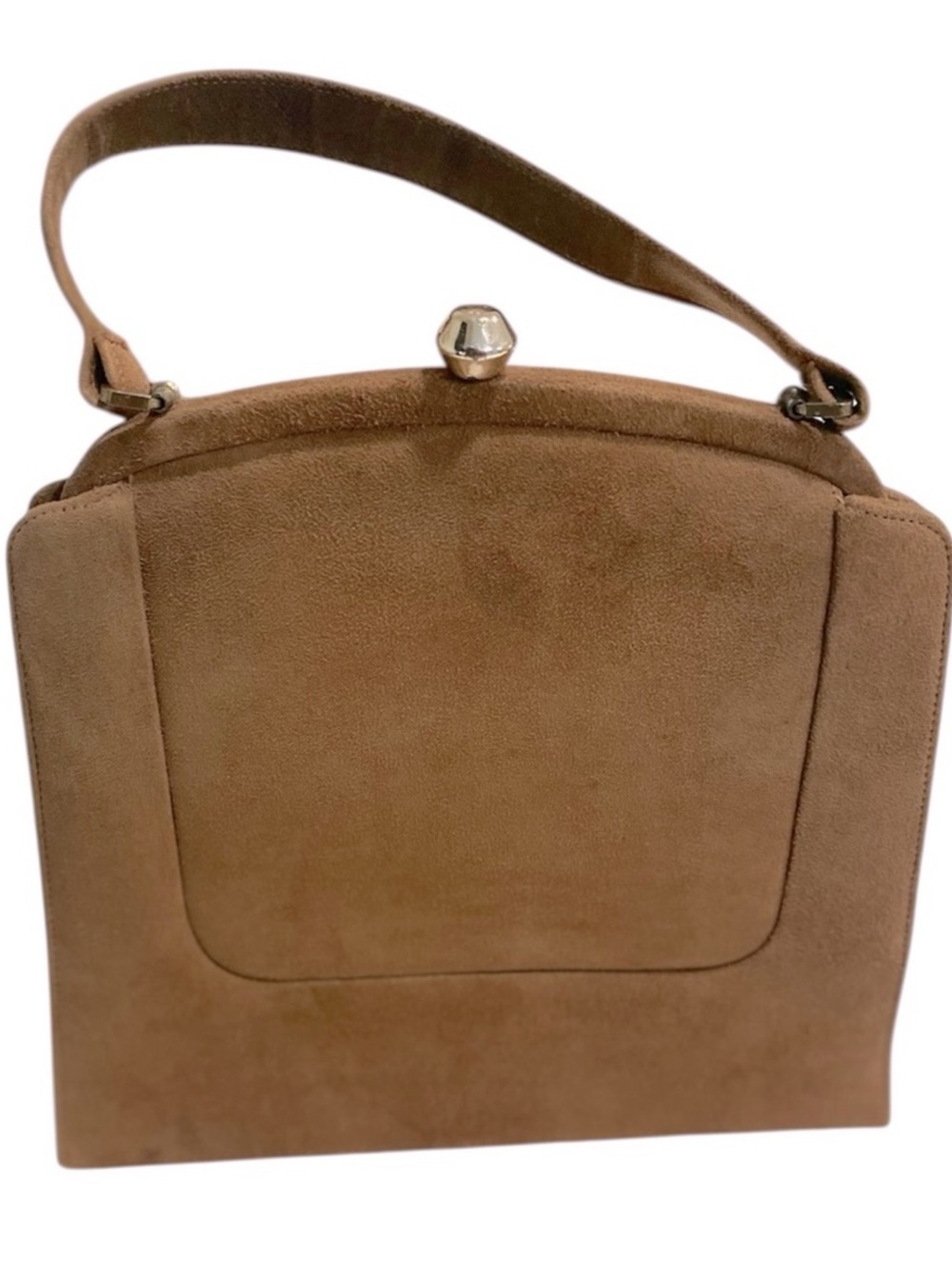 Vintage Fall Tan Suede Structured Shoulder Bag